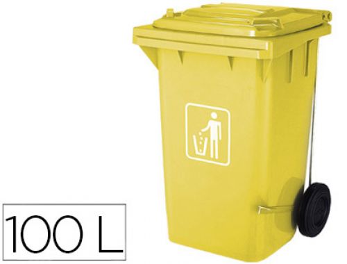 Contentor de lixo q-connect plastico 100l com capa amarela 75x37x47 cm , Q-connect , 72482 , 5705831165434